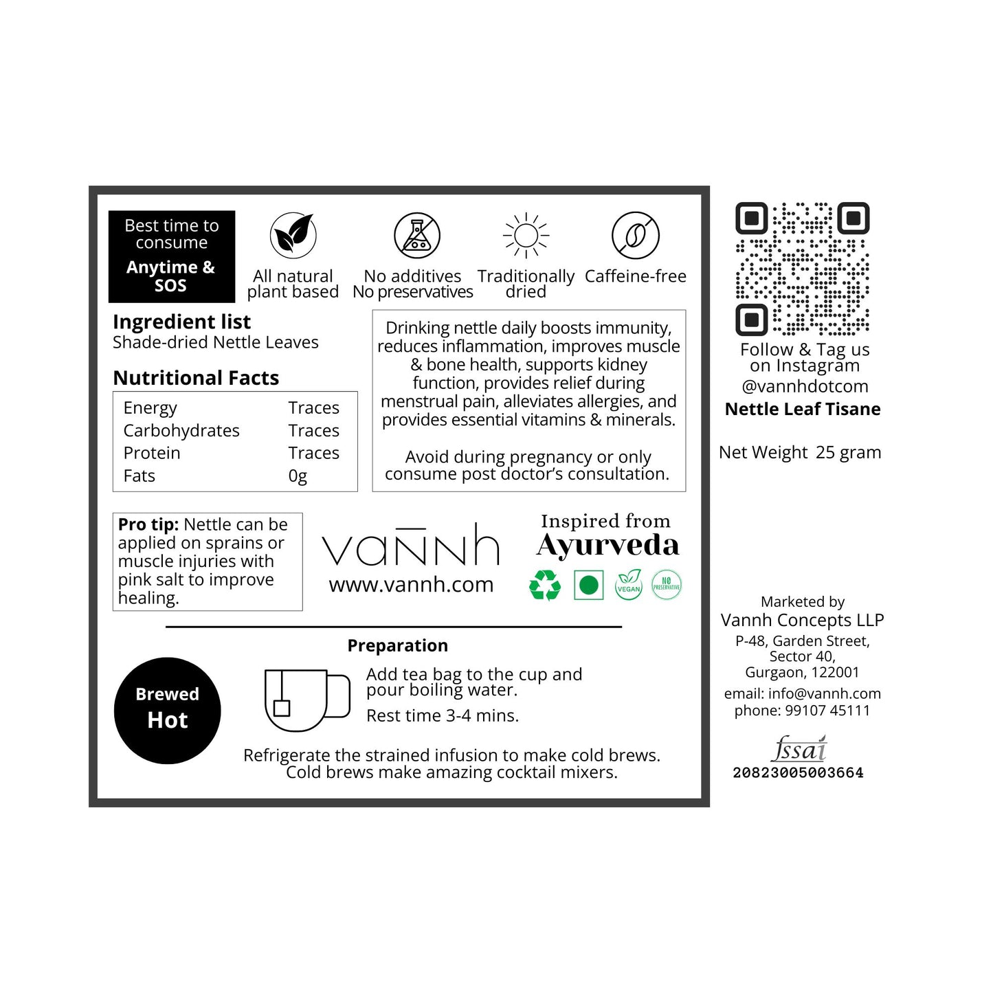 NETTLE TISANE | HEAL | Pure Leaf | 25 Paper Bags