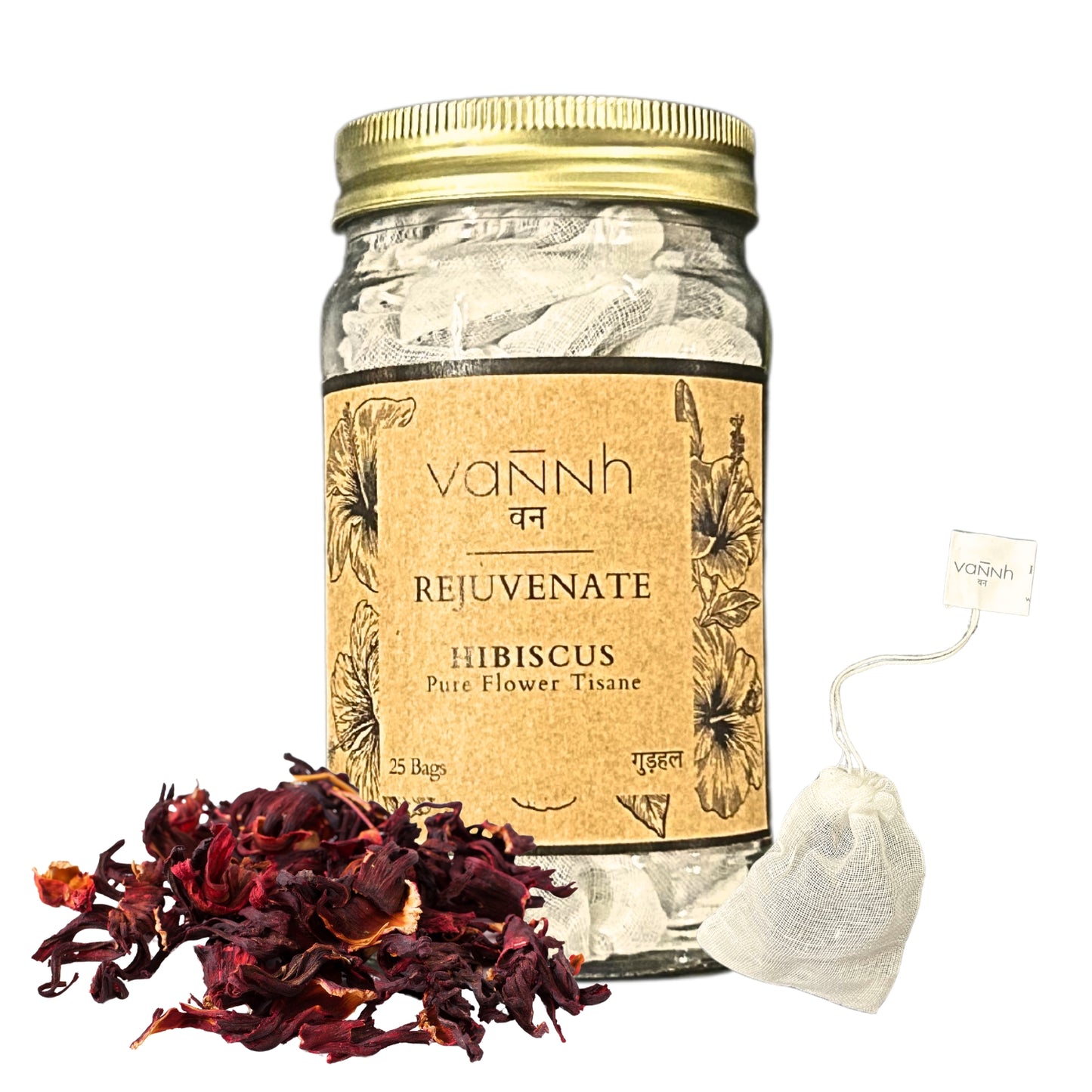 HIBISCUS FLOWER TISANE | REJUVENATE | Pure Flower | 25 Cloth Bags
